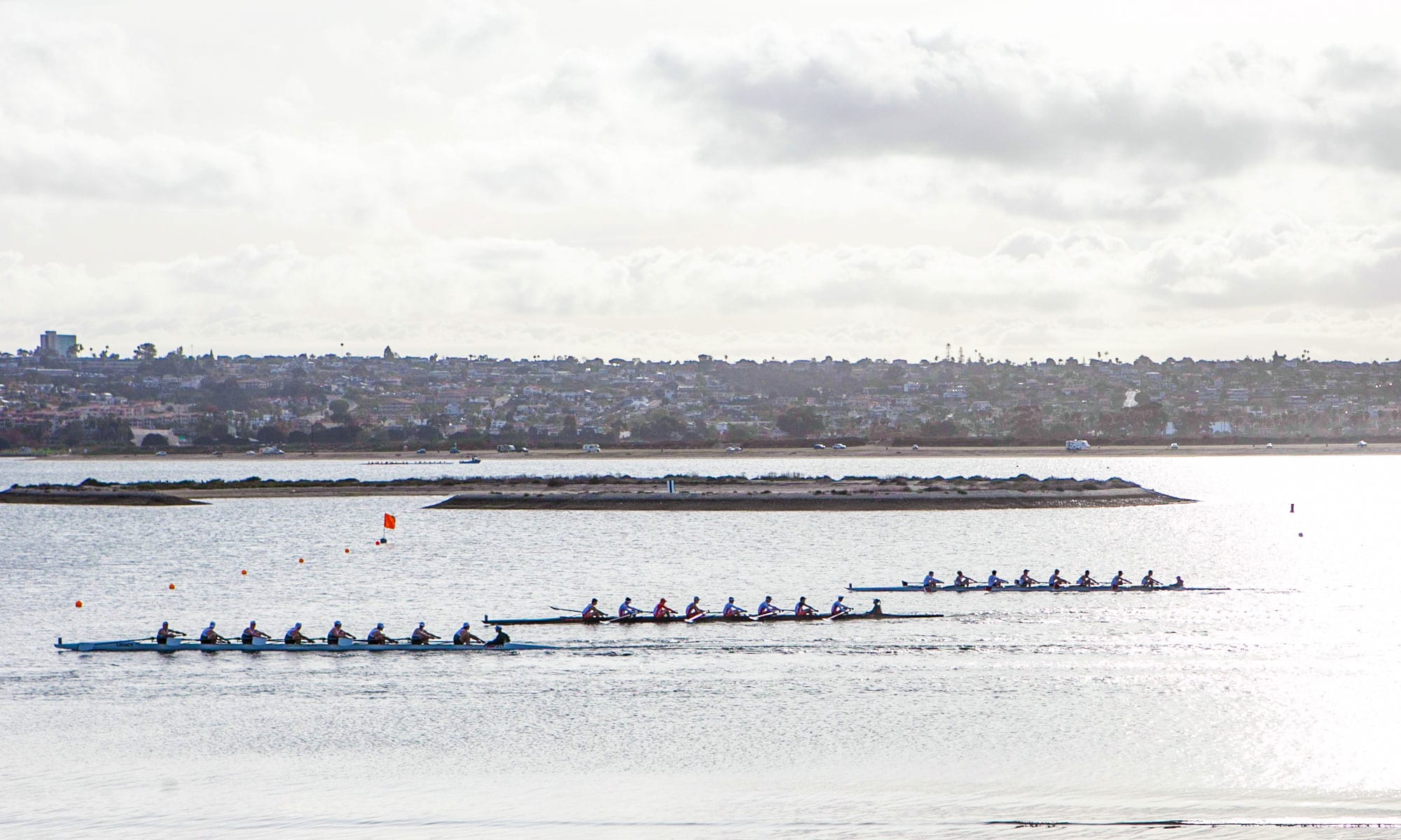 San Diego Crew Classic, rowers in the bay